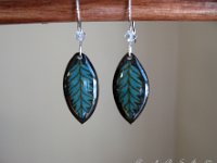 Little Teal Leaf Earrings Pysanky Eggshell Jewelry By So Jeo : pysanky pysanka ukrainian easter egg batik art eggshell jewelry pendants earrings drop dangle etched flowers gift women accessories accessory pendant necklace bail crystal finding sterling silver filled sojeo flowers celtic purple white red pink brown green purple orange cream burgundy magenta teal turqoise crows crow blue black so jeo art handmade